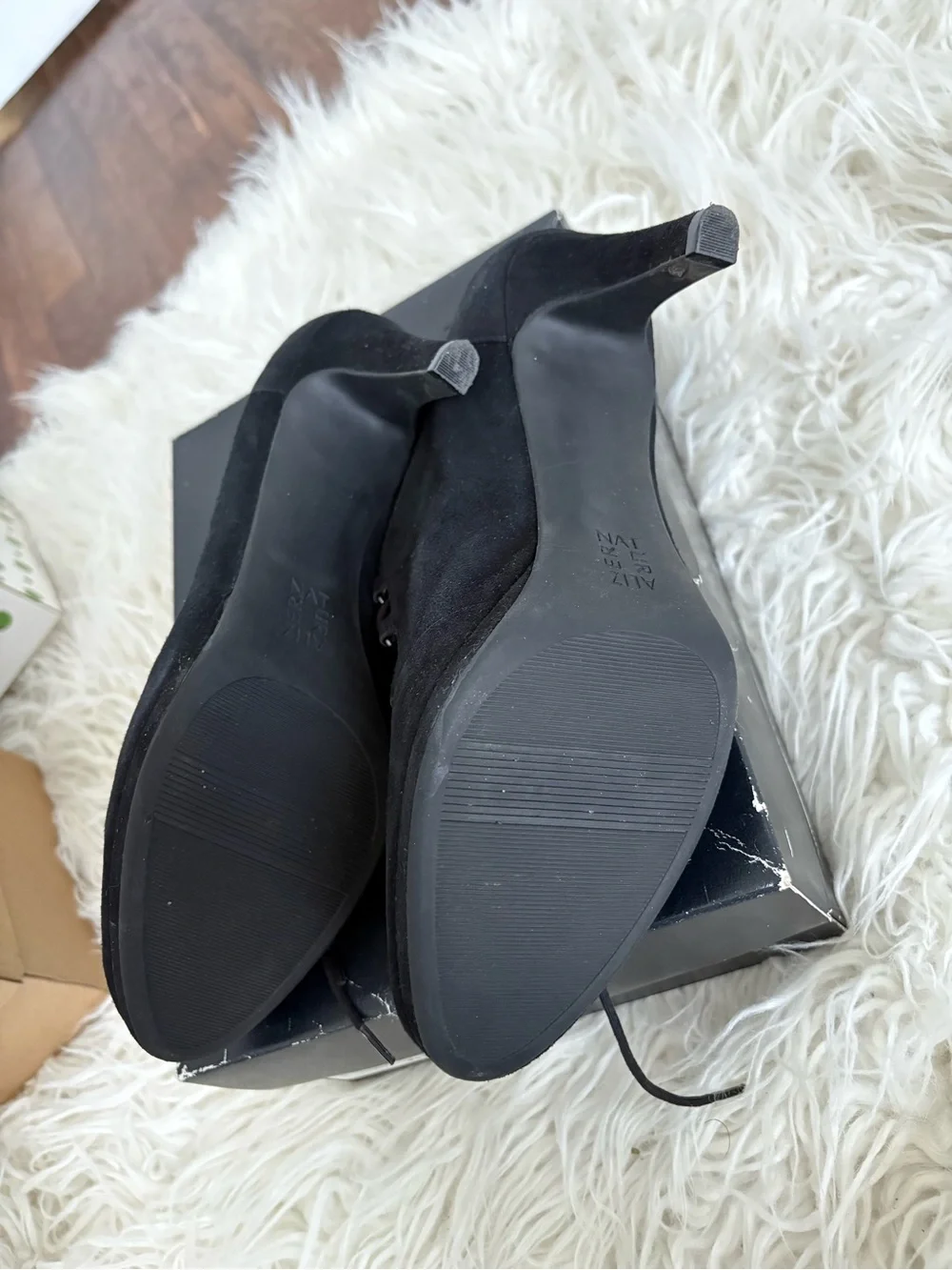 Naturalizer Macie Black Suede Lace-Up Heels Size 10.5